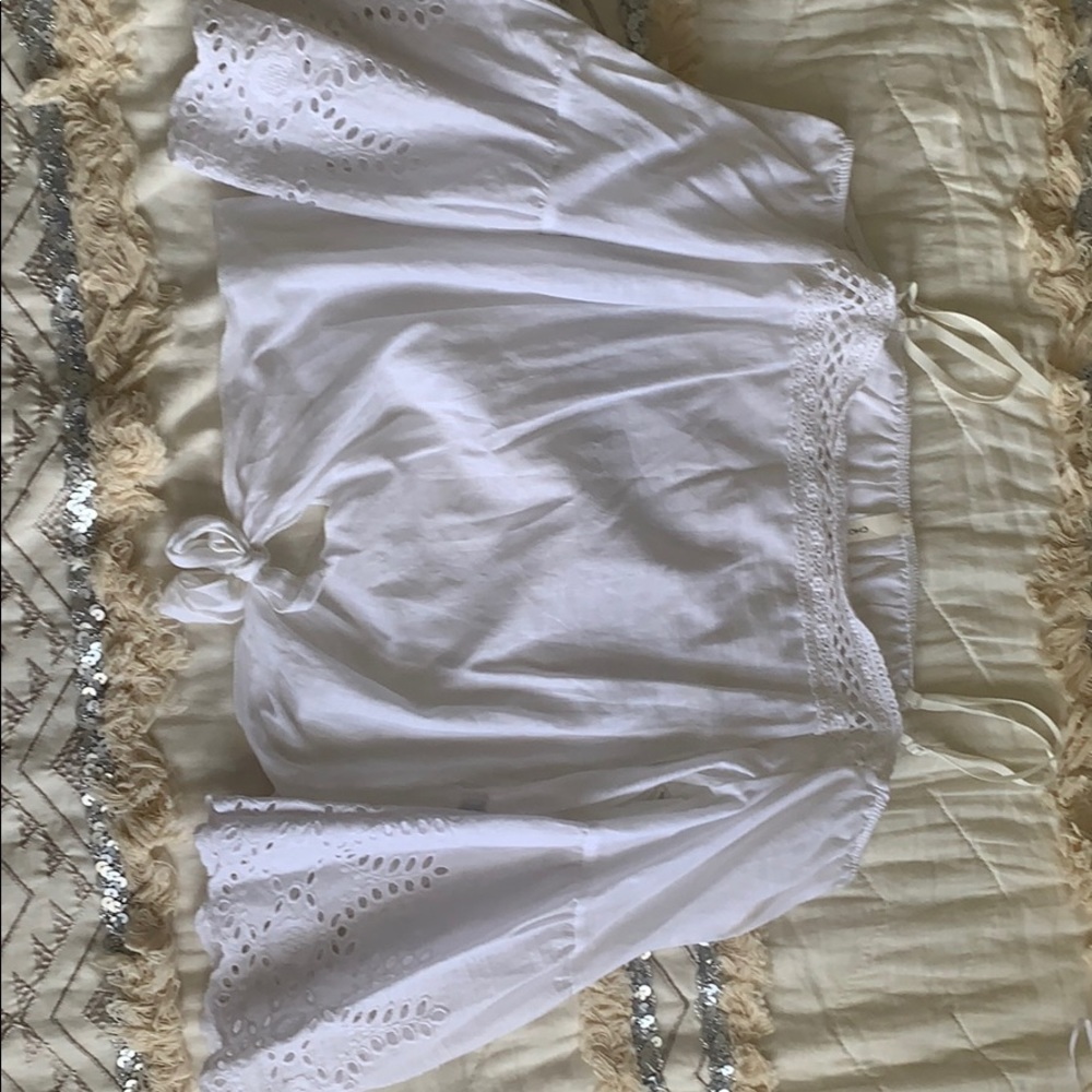 White off shoulder top with long sleeves & straps